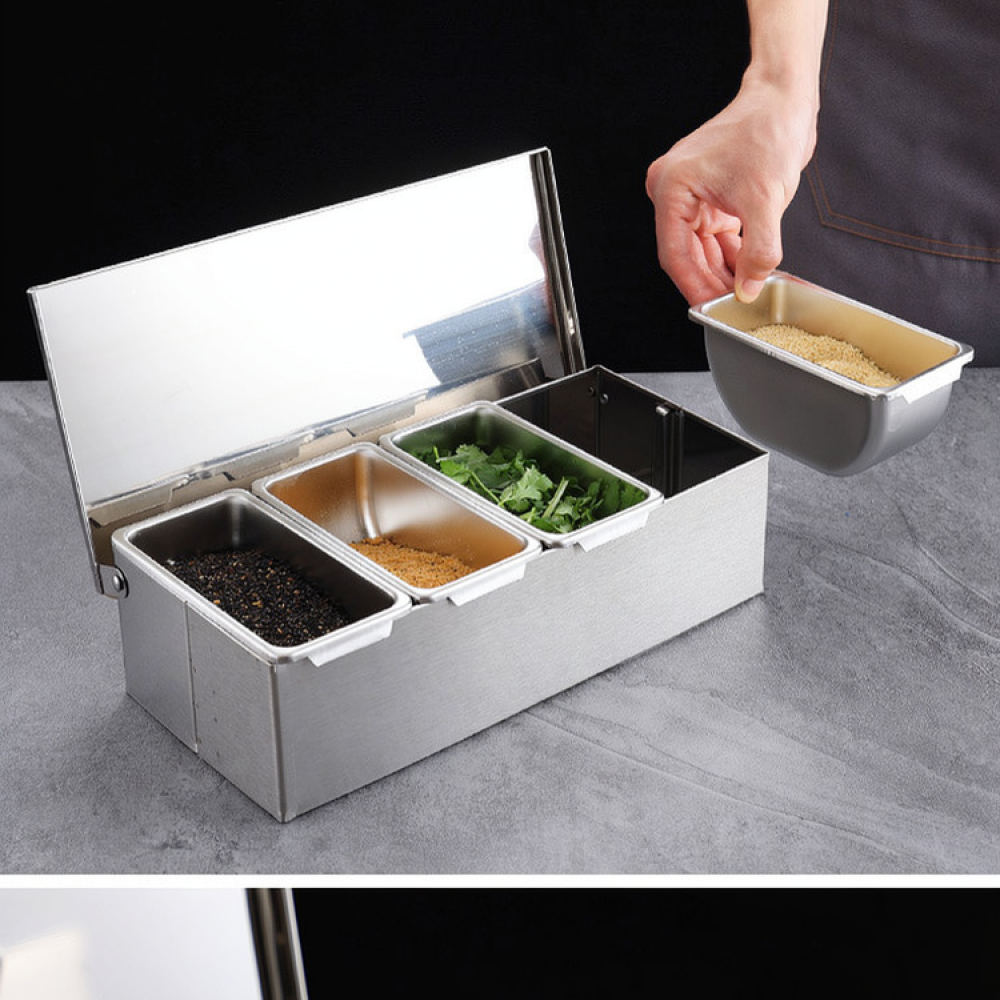 Commercial Kitchen Bin - Keukenkruidenorganizer, duurzame stalen opbergdoos met deksel