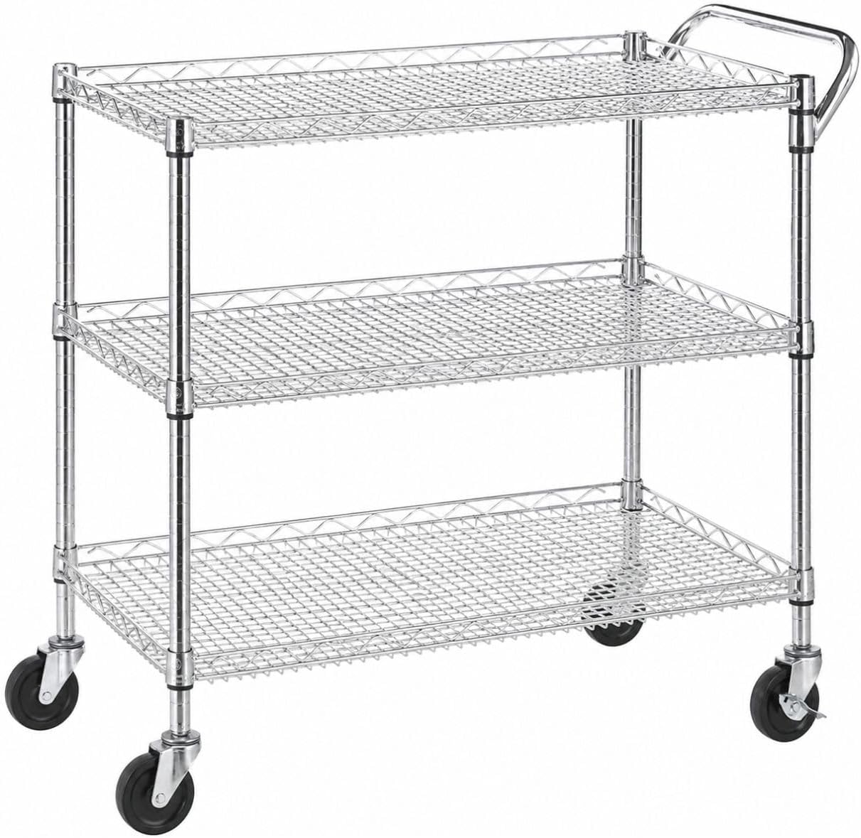Commercial Kitchen And Bar - Robuuste, op wielen bewegende keukenwagen, chroomkleurig,